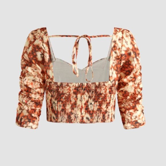 NWT Cider Autumn Floral Print Crop Top - Large - Picture 2 of 3